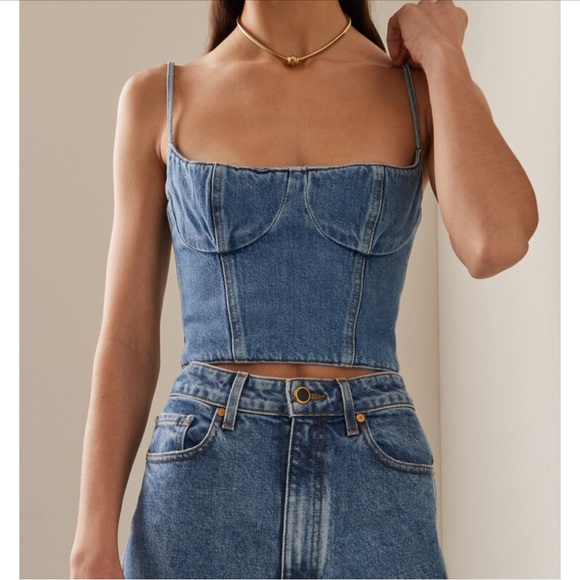 Magda Butrym Tops - Magda Butrym Blue Denim cropped top